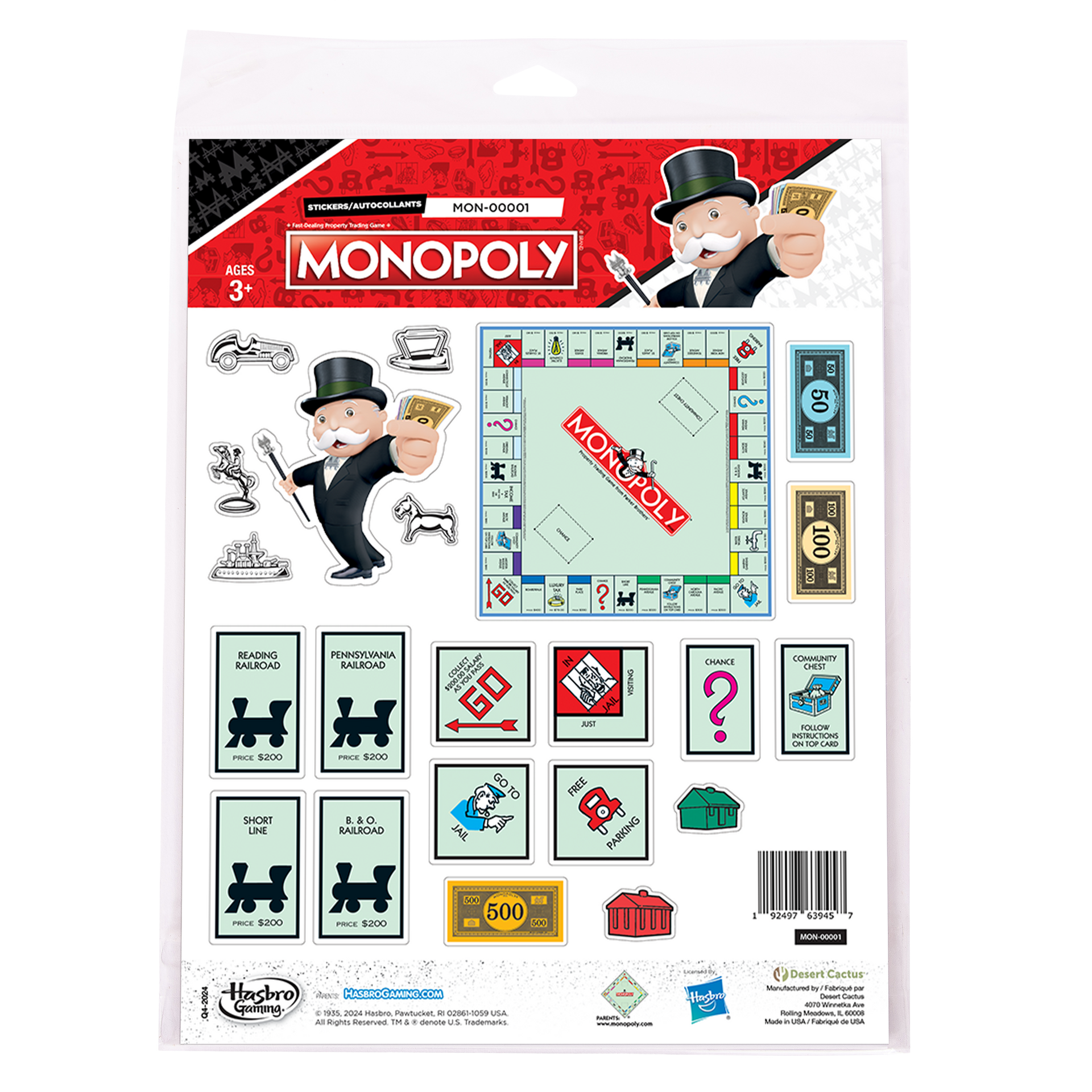 モノポリー　確認用 Monopoly: Sticker Sheet MON-00001 – Desert Cactus Gaming
